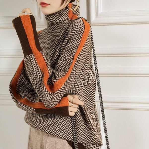 Madison - Herringbone Luxe Turtleneck