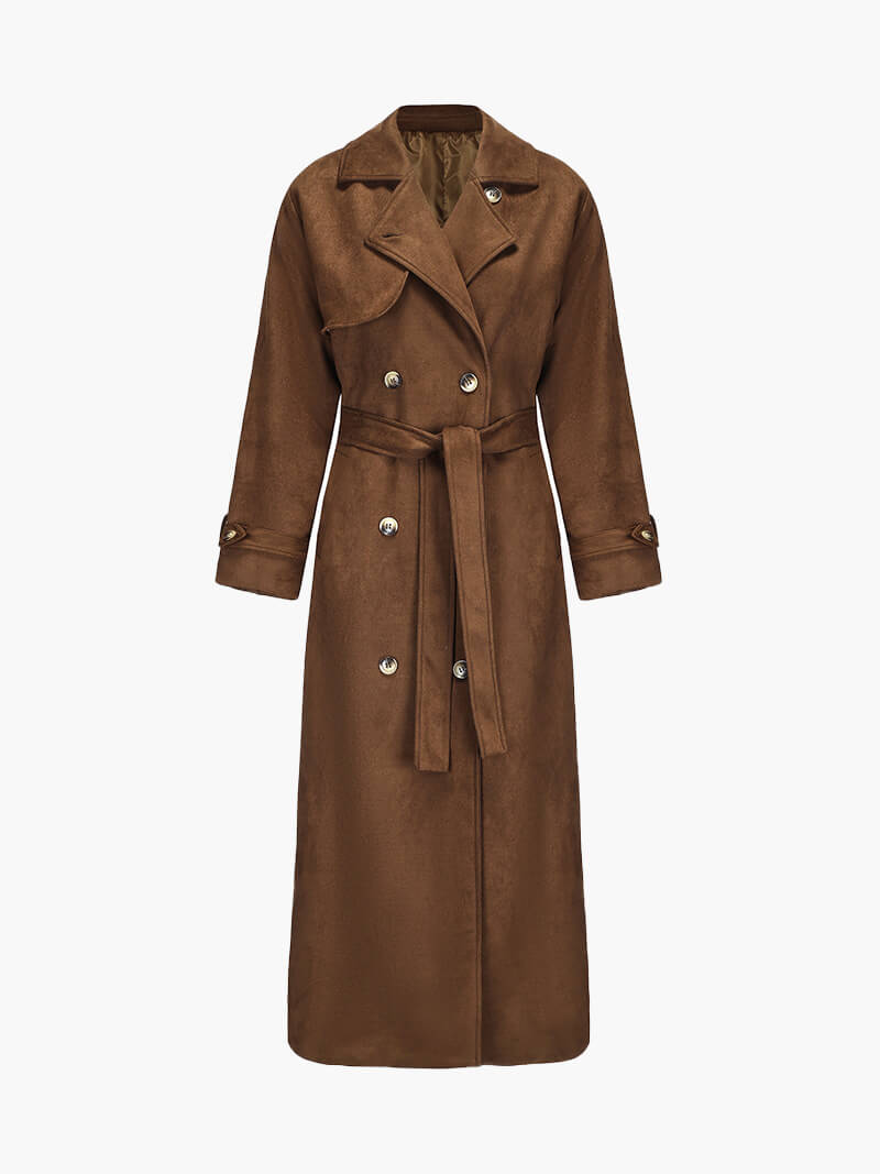 Sophia - Trench Coat in Synthetic Suede