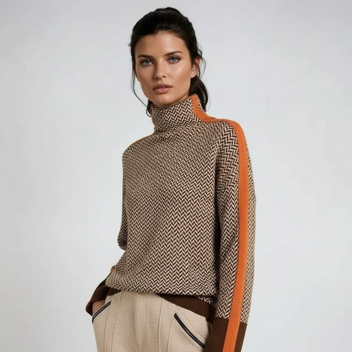 Helen - Turtleneck with Contrasting Stripes