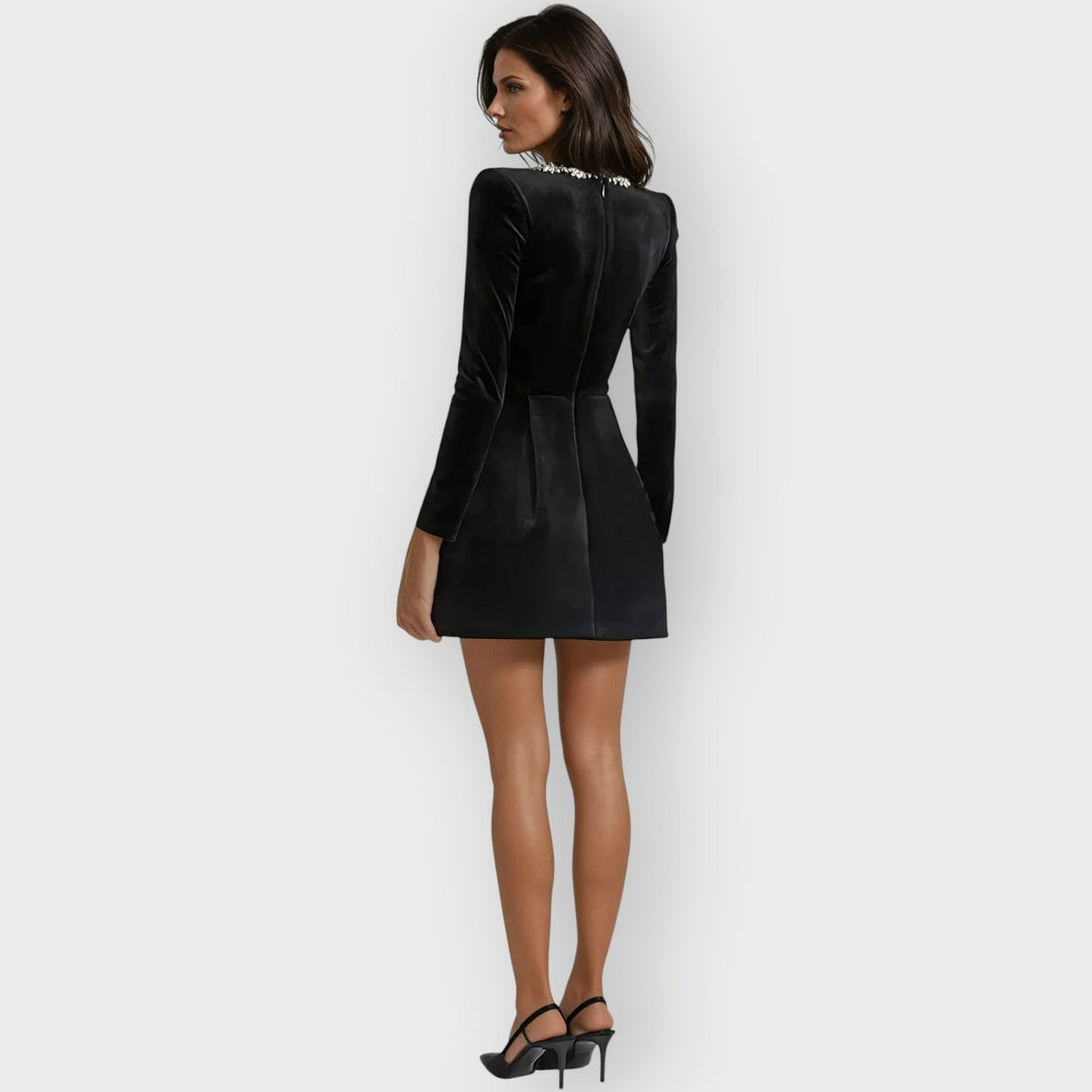 Monique - Velvet Square-Neck Mini Dress