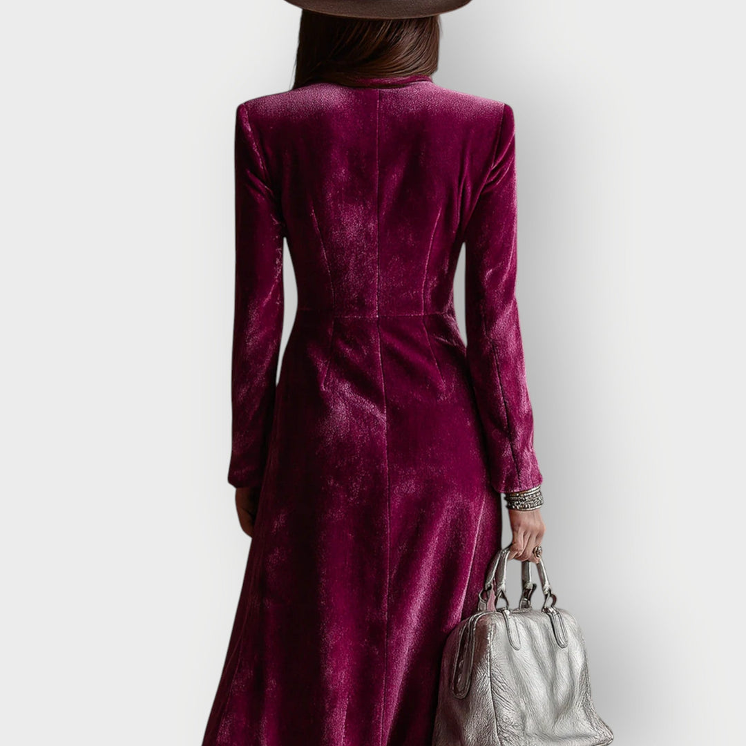 Carol - Luxe Double-Breasted Velvet Maxi Dress