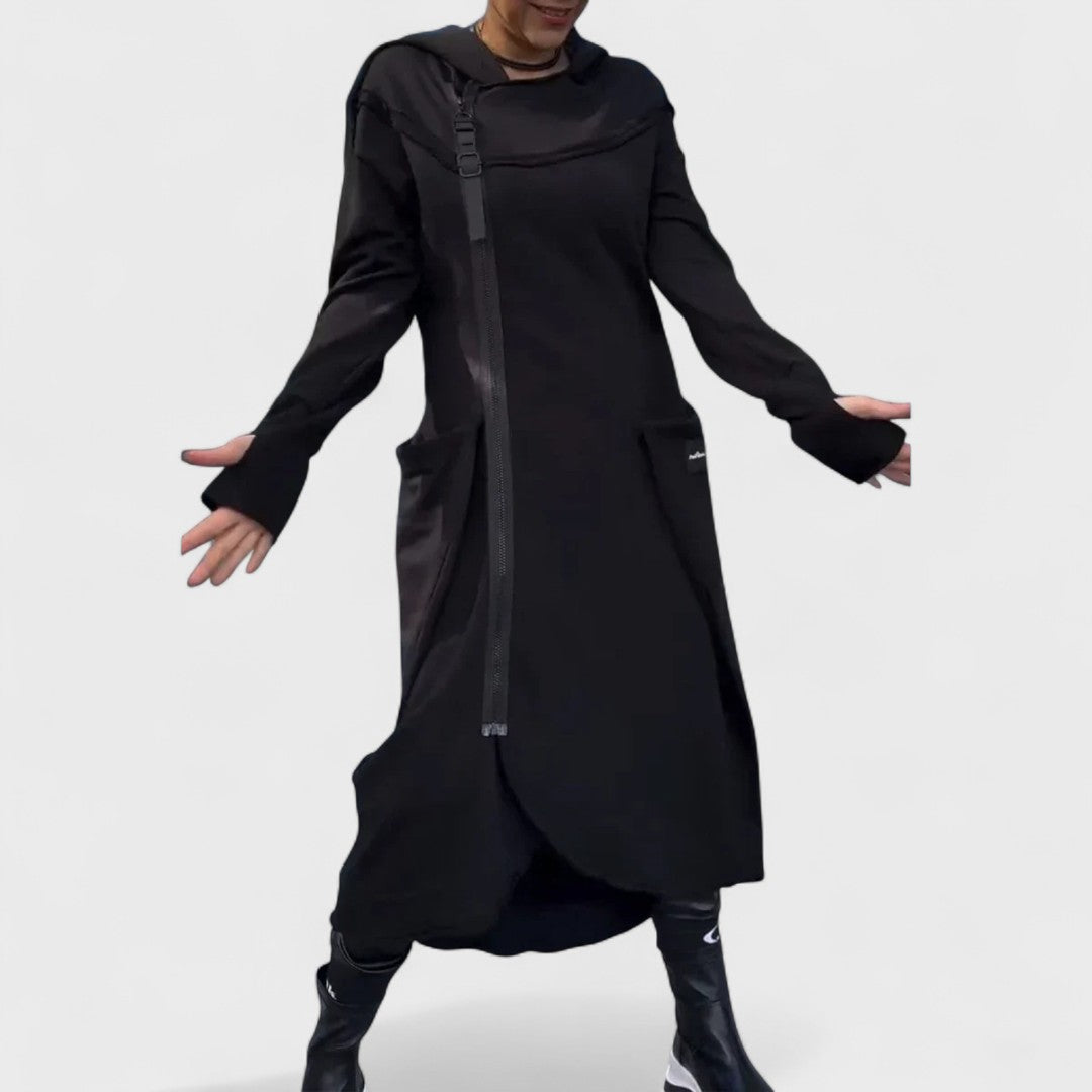 Kristen - Long Hooded Zip-Up Sweatshirt in Lightweight, Breathable Fabric