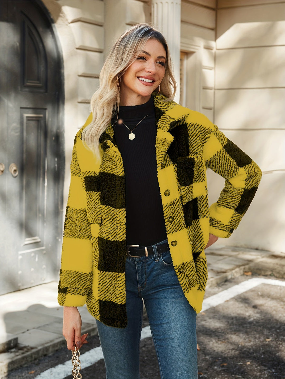 Emily - Plaid Lapel Coat