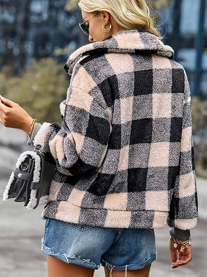 Megan - Plaid Fleece Jacket