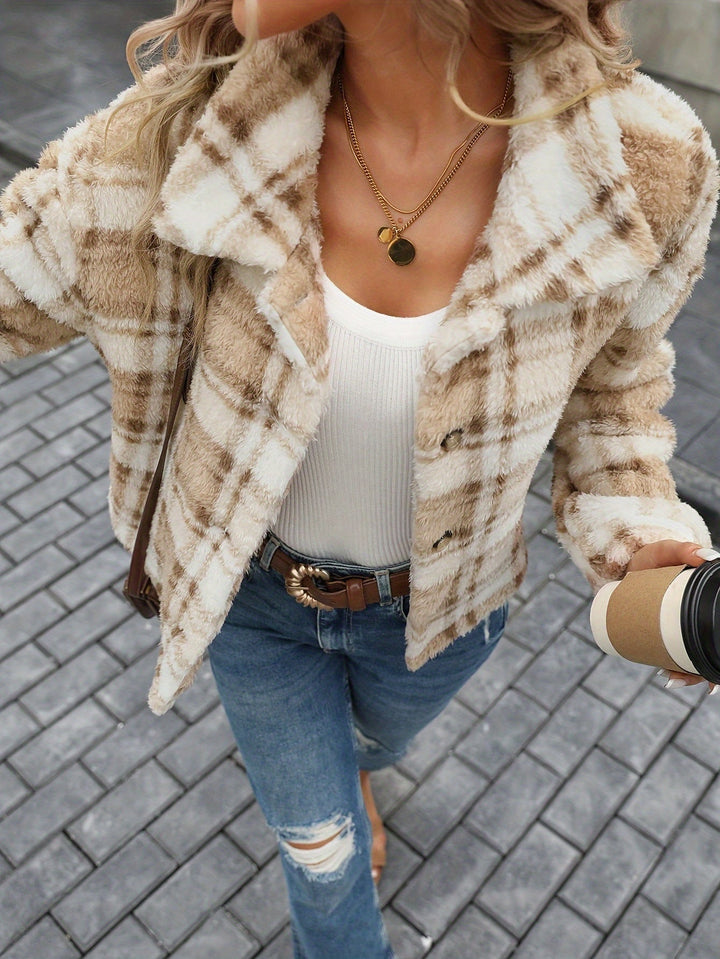 Ashley - Plaid Faux Fur Jacket