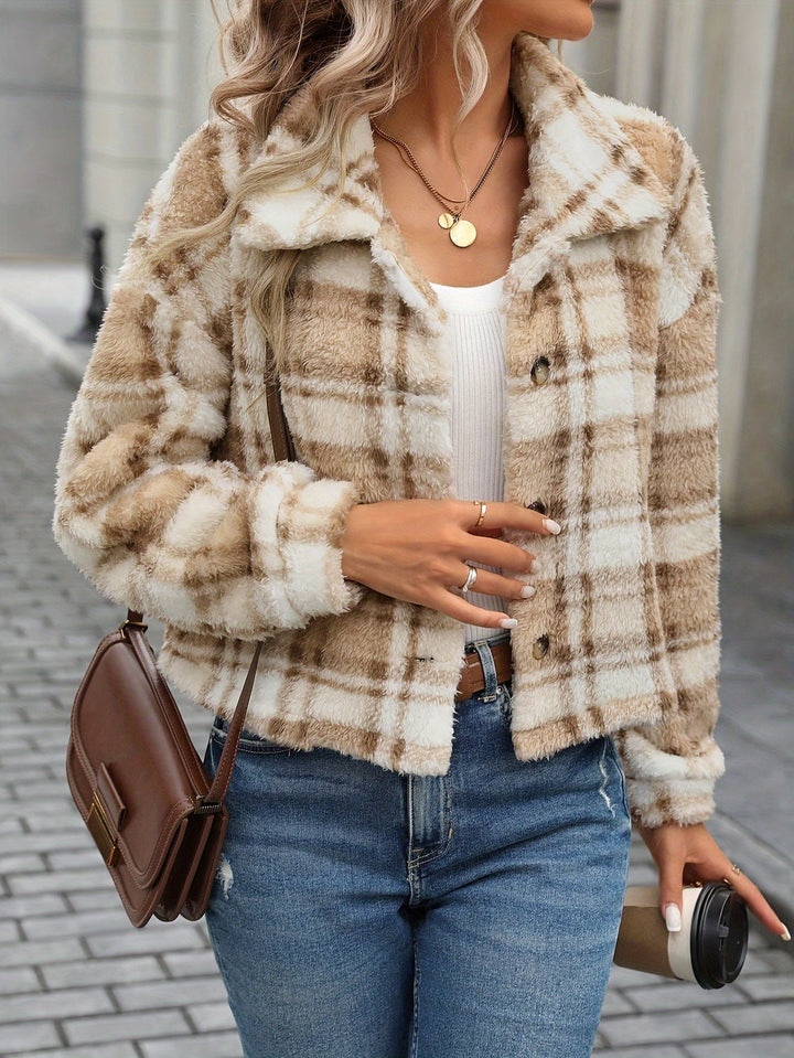 Ashley - Plaid Faux Fur Jacket