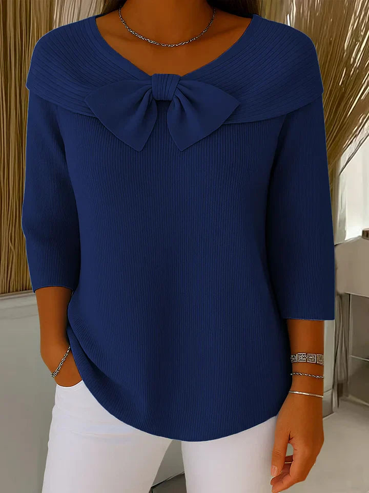 Margaret - Sweater with Bow and Round Neckline