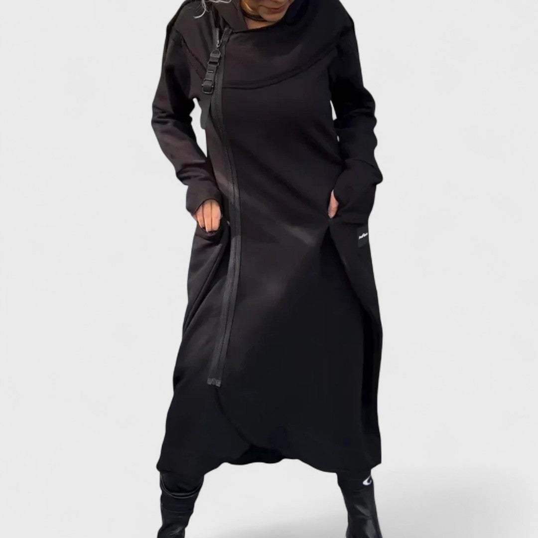 Kristen - Long Hooded Zip-Up Sweatshirt in Lightweight, Breathable Fabric