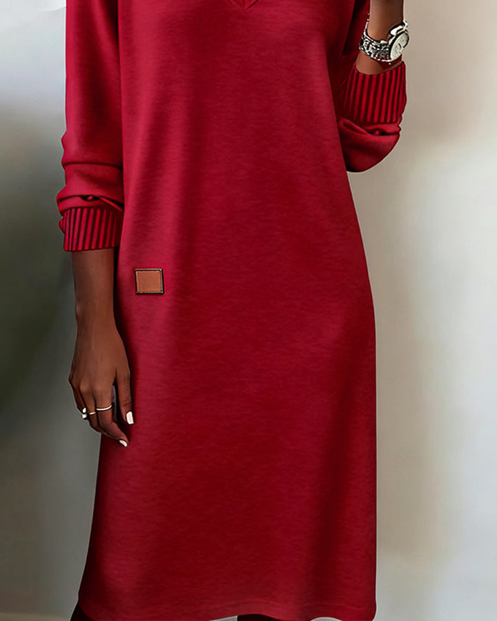 Stylish sweater dress with a V-neck