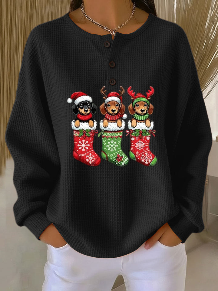 Megan - Vintage Christmas Sweater with Dog Motif