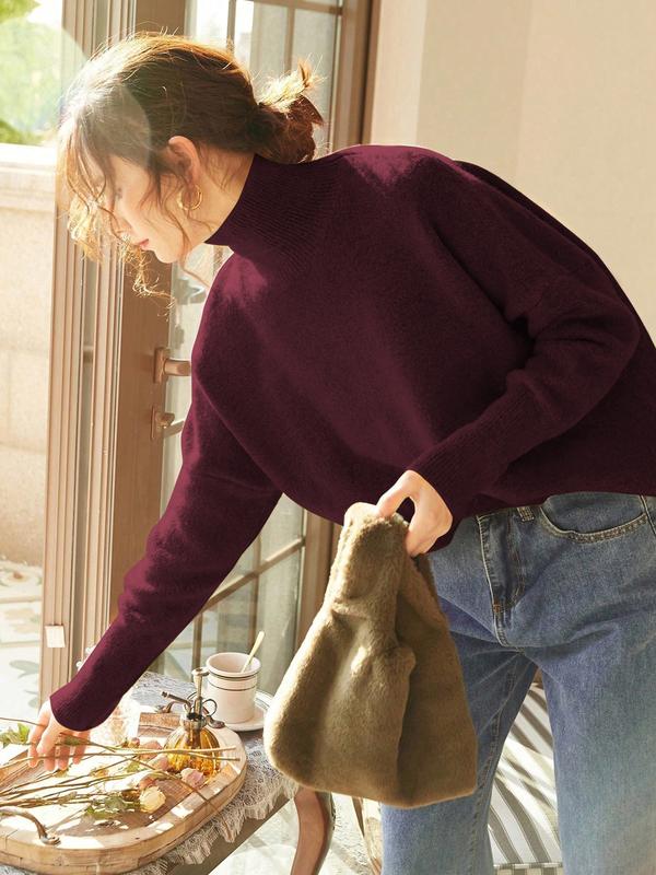 Mary - High Neck Loose Pullover Sweater