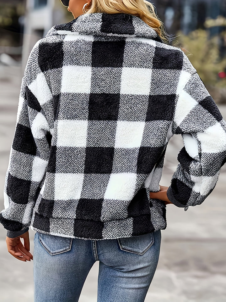 Megan - Plaid Fleece Jacket