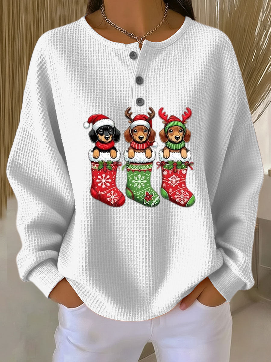 Megan - Vintage Christmas Sweater with Dog Motif