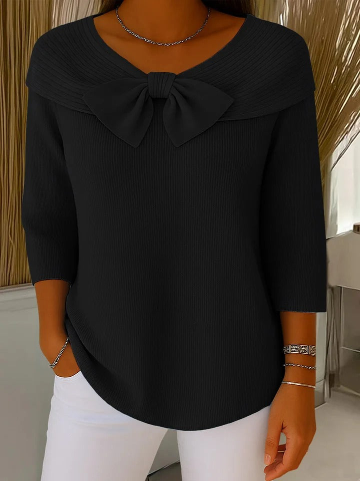 Margaret - Sweater with Bow and Round Neckline