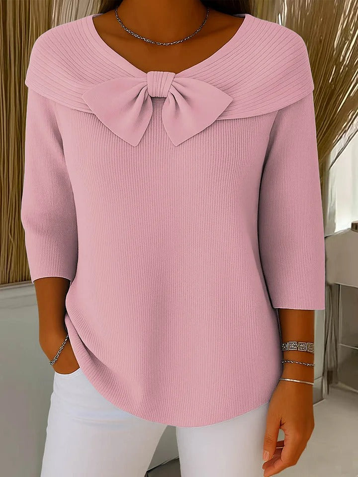 Margaret - Sweater with Bow and Round Neckline
