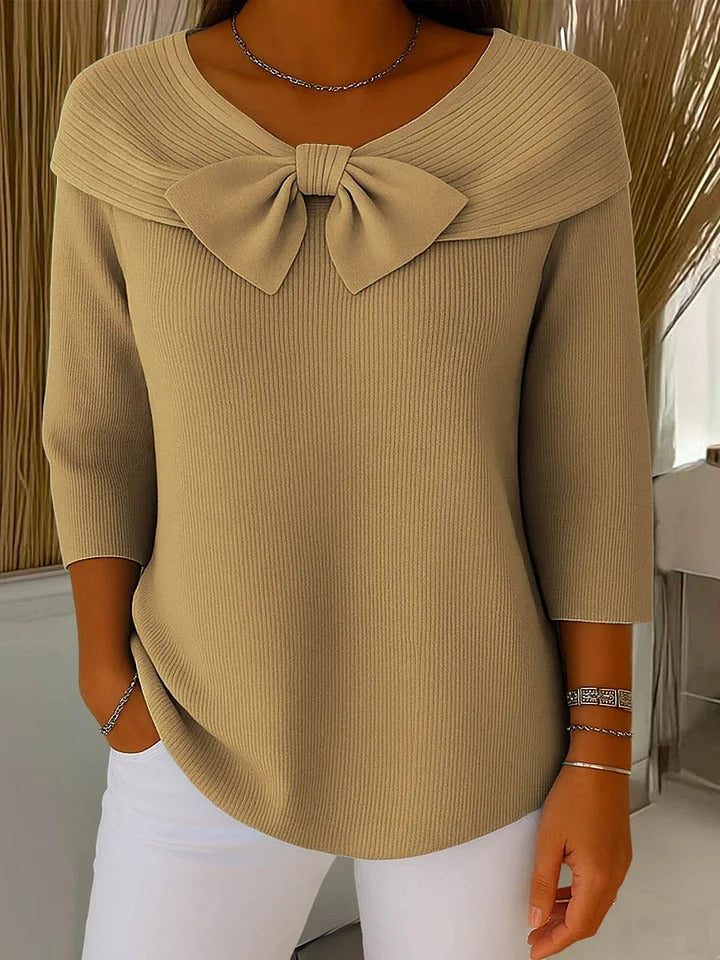 Margaret - Sweater with Bow and Round Neckline