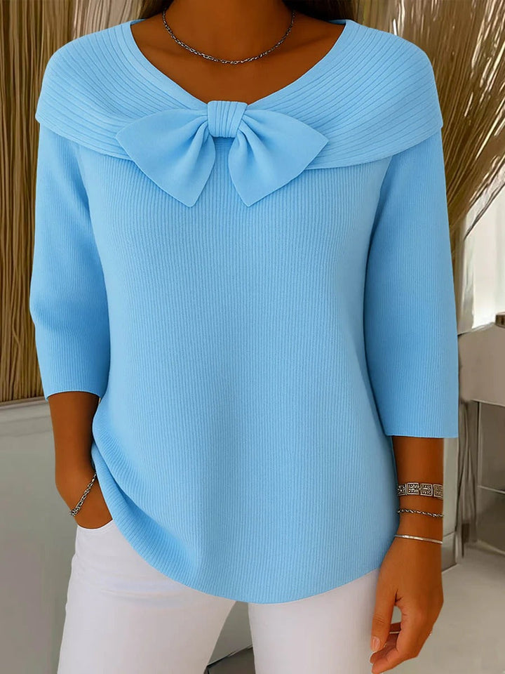 Margaret - Sweater with Bow and Round Neckline