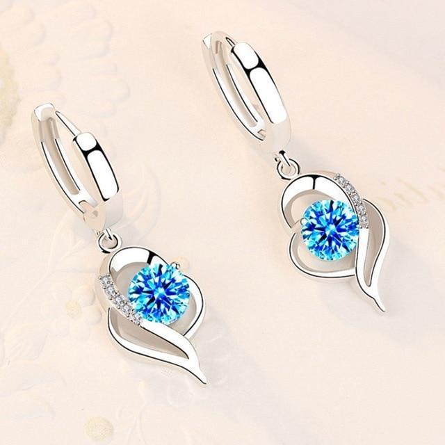 Sterling Silver and Zirconia Inlaid Floral Earrings