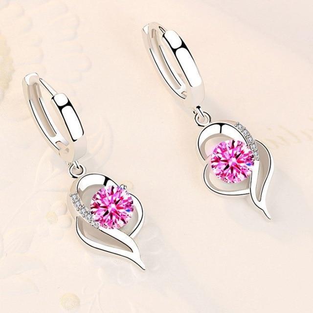 Sterling Silver and Zirconia Inlaid Floral Earrings
