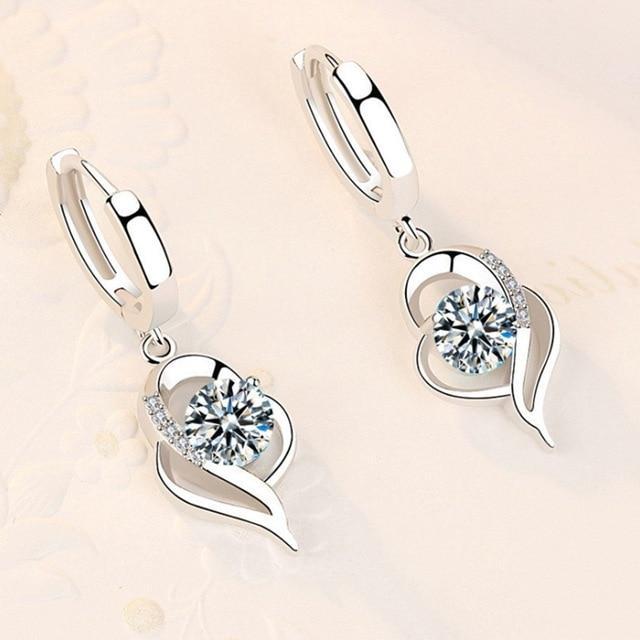 Sterling Silver and Zirconia Inlaid Floral Earrings
