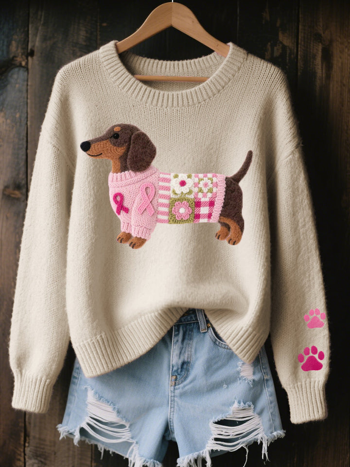 Georgianne – Sweater with Dachshund Felt Motif